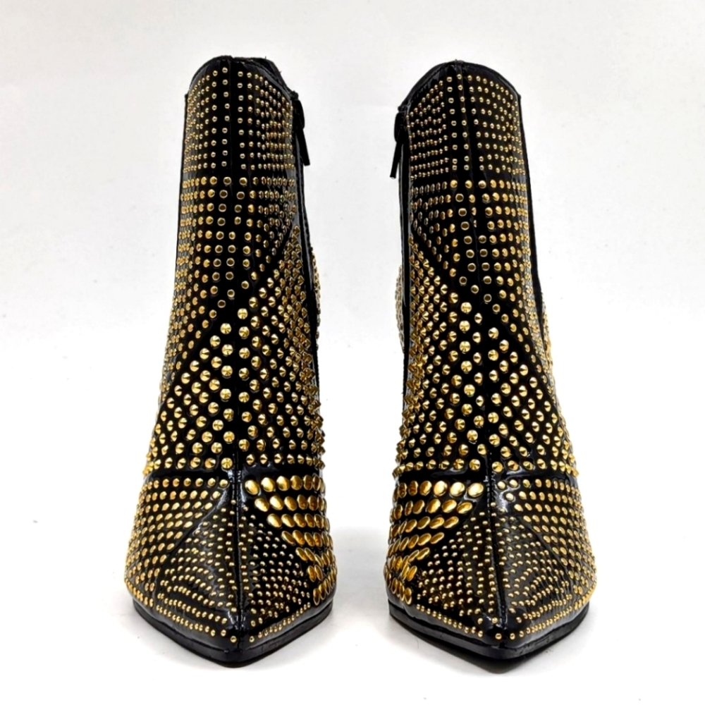 Jeffery Campbell Studd Black Patent Leather Booties